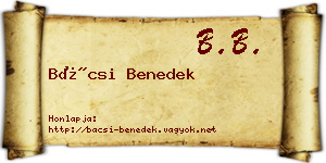 Bácsi Benedek névjegykártya
