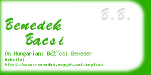 benedek bacsi business card